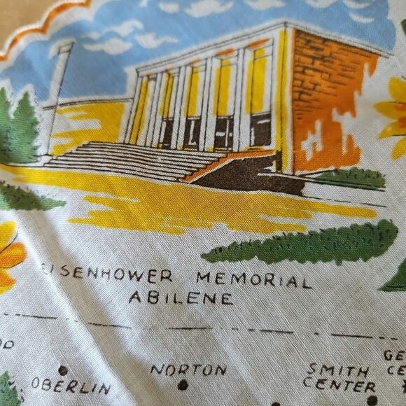 Vintage Hanky Handkerchief KENTUCKY State Capitol Map Sunflower Design Souvenir - Picture 7 of 12